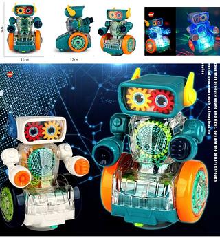 Robô Engrenagem Elétrica Transparente Colorida Com Luzes Sons