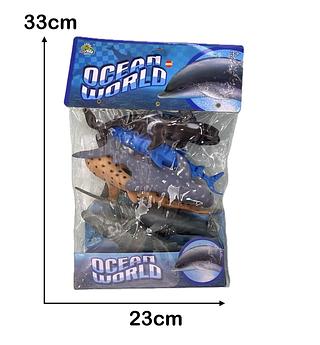 KIT 6 Animais De Borracha Brinquedo Fundo Do Mar Tubarão Baleia