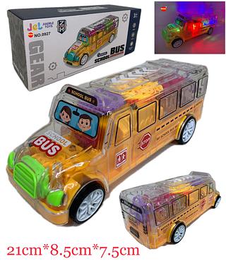 Brinquedo De Ônibus Escolar Transparente Elétrico Com Luzes E Música,