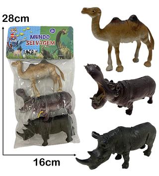 Simulação de Modelo de Animal Africano Selvagem Rinoceronte Hipopótamo camelo