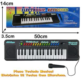 Piano Teclado Musical Infantil Microfone Eléctrico Karaoke