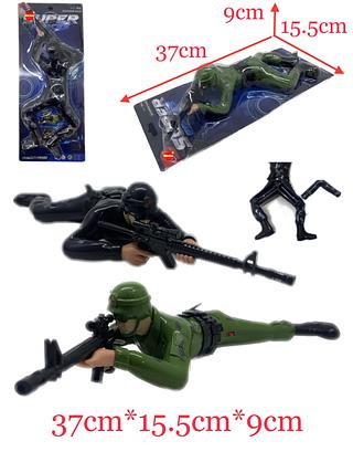 Boneco Soldado Rastejando com Arma Militar Ação Guerra Brinquedos para Crianças