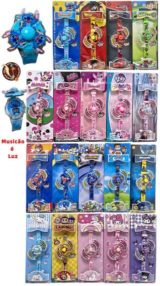 Capa Flip Infantil Rotativa Relógio Digital Colorido Brilhante Música Giroscópio Criativo Desenho Animado