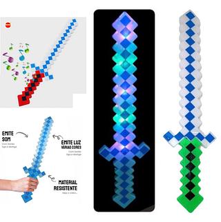 Espada de brinquedo Infantil similar Minecraft com luz e som