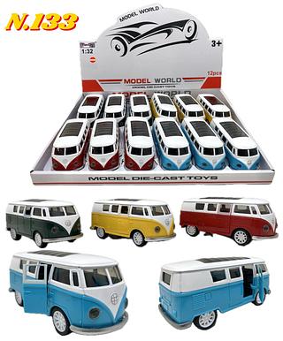 N.133 Kombi Miniatura Perua Carrinho Colecionador Abre Porta Fricção