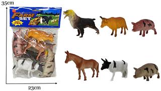 KIT 6 PCS Animal De Borracha Fazenda Vaca Porco Fazendinha Brinquedo