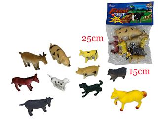 Brinquedo KIT Animais de Plástico 10 Peças Vida na Fazenda
