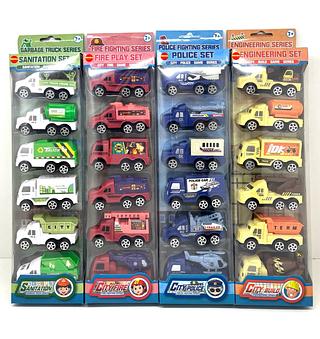 Kit 6 Carrinhos Construção Com Fricção Plástico Patrola, Caçamba ,polícia