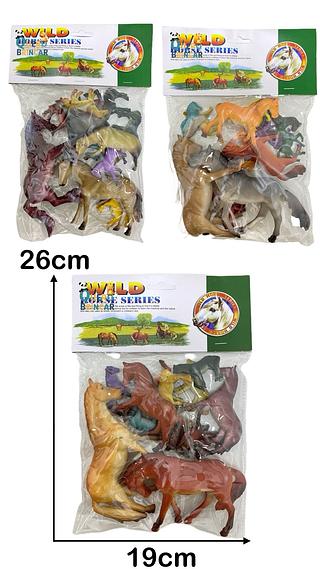 Kit Animais Cavalo Borracha Animal Ponei Egua Fazenda Brinquedo Animais