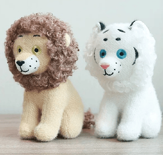 Pelucia de lã de malha de leão de tigre branco de alta qualidade 25CM