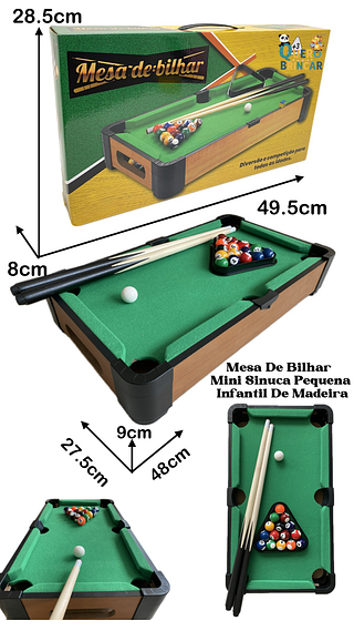 Mesa De Bilhar Mini Sinuca Pequena Infantil De Madeira