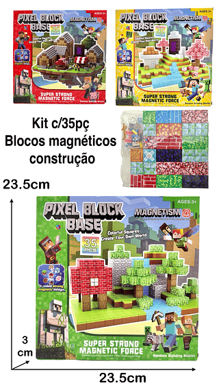 KIT C/35PC-BLOCOS MAGNETICOS CONSTRUCAO