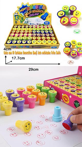 Carimbo Pedagogico Infantil Carinhas Emoji,caxinha com 60pç