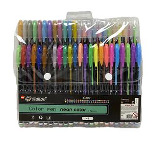 Kit 48 Canetas Coloridas Gel Glitter Neon Pastel Escolar Perfumadas