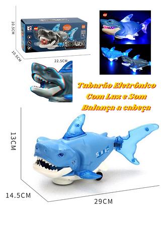 Tubarão Shark Peixe Fujão Robô Luz Sons Bate E Volta Musical Tubarao a Pilha que Anda