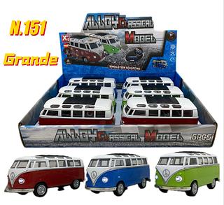 N.151 🗃️ (caxinha com 6pç)Grande Kombi Perua Carrinho Colecionador Abre Porta Fricção,com música é luz