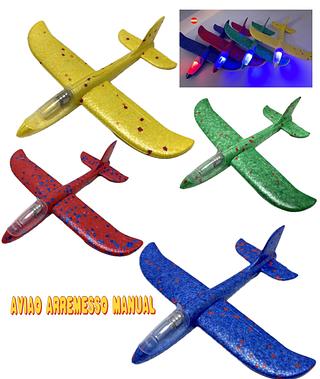 Avião Aeromodelos Planador Luz Led Voar Aviação Brinquedo Flexível Voa