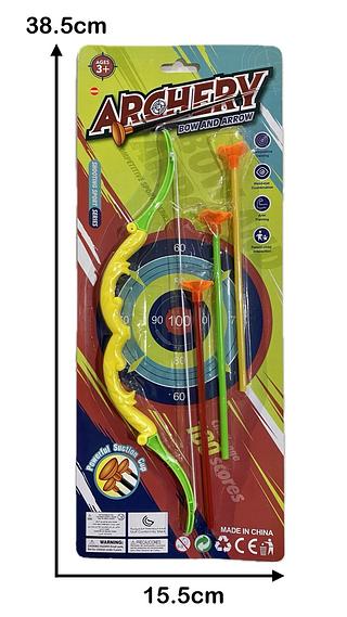 ARCO E FLECHA COM 3 VENTOSAS + SUPORTE BOW AND ARROW COLORS NA CARTELA