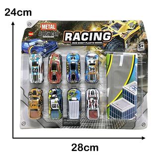 Conjunto 8 Carrinhos de Metal e Pista Mapa da Cidade Brinquedo Criança