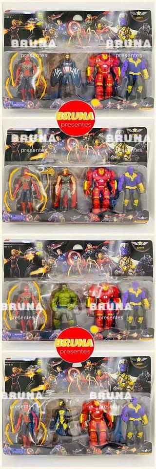 4 Bonecos Super Herois Vingadores Cartela Infantil