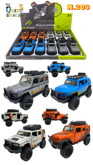 N.203🗃️(caxinha com 12pç)Miniatura Carrinho De Ferro Abre a Porta