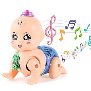 Boneca Engatinha Bebe Com Luz Som Brinquedo Musical Infantil