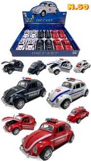 N.50-CARRO DE FERRO-Fusca carro de polícia(CAXINHA C/12PC)