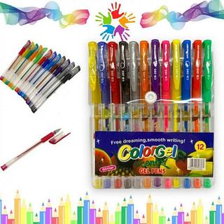 12 Cores Canetas de Gel Com Glitter Perfumadas Tipo Stablio Gel Papelaria Material Escolar