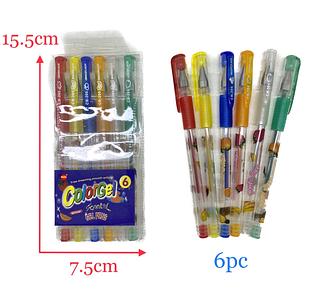 6 Cores Canetas de Gel Com Glitter Perfumadas Tipo Stablio Gel Papelaria Material Escolar