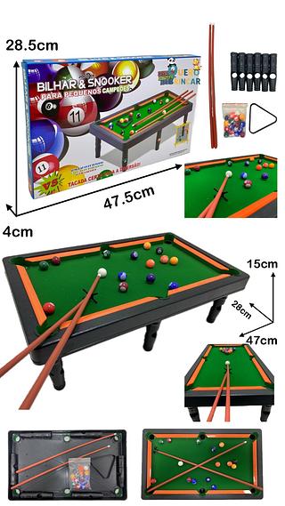 Mini Mesa De Sinuca Com Pézinho Bilhar Infantil 16 Bolas 2 Tacos