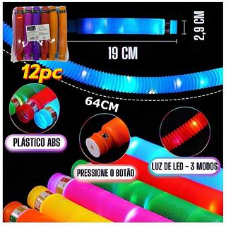 Kit 12pc Pop Tube Fidget Brinquedo Sensorial Anti-stress Macio Dedo/Tubo Alivia