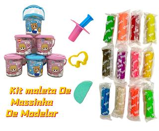 Massinha de modelar Infantil 12 Cores Potinho Kit com Forminhas
