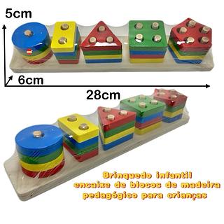 Prancha de Encaixe em Madeira - Montessori Aprenda Brincando! - Desenvolva a Coordenação Motora