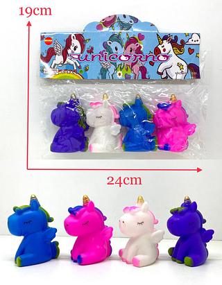 Kit Mordedores 4 pç Vinil Animais de Borracha Unicornio de Aperta