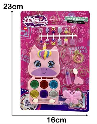 Estojo De Máquiagem Infantil Para Bonecas E Unhas Unicornio