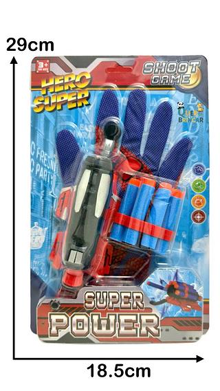 Lançador de Teia Super HEROI Com Luva+6 Dardos de Sucção