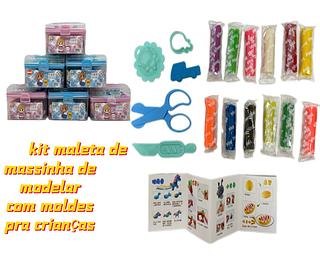 Massinha de modelar Infantil 12 Cores Potinho Kit com Forminhas