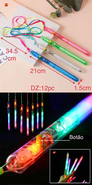 12pç Bastão De Luz Transparente Colorida Para Festa Adereços De Torcida Eletrônico LED
