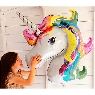 5pç Balão Metalizado De Unicórnio 3D 40x33cm Colorido