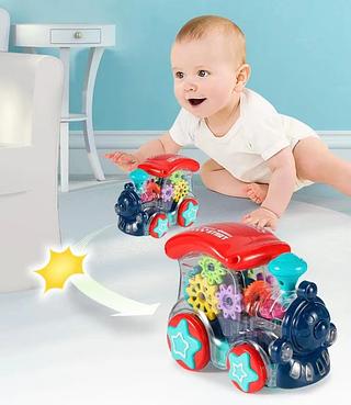 Trem Transparente Brinquedo Bate Volta C Luz E Som Engrenag