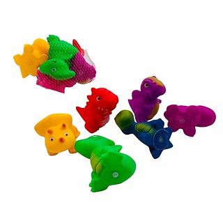 Kit Mordedores Dinossauro Brinquedo De Vinil Hora Do Banho Bichinhos 6pcs