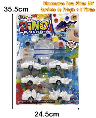 Dinossauros Para Pintar DIY Carrinho de Fricçao + 6 Tintas