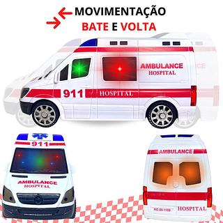 Carrinho De Brinquedo Ambulância Com Sirene Som Luz Grande