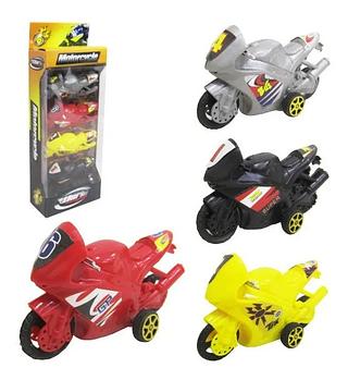 Kit 4 Miniatura De Moto De Corrida Fricçao Plastico