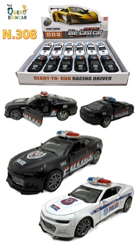 N.308-CARRO DE FERRO-Carro de polícia Chevrolet(CAXINHA C/12PC)
