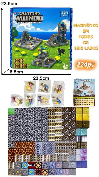 KIT C/224PC-BLOCOS MAGNETICOS CONSTRUCAO