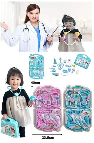 Conjunto Kit 14 pç Maleta Infantil de Médico Enfermeira Doutora Para Menina é menino Criança Médica - Educativo