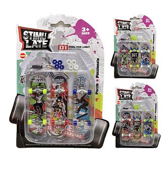 Skate de Dedo com 3 ,Brinquedo Profissional Skatinho de Dedo Mini Skate de Dedo Estampas Variadas