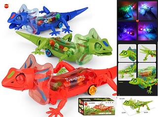 Lagarto Mecânico Exótico Com Luzes E Música Engrenagens