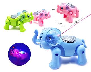 Engraçado Iluminação Musical Andando Elefante Animal Com Trela Crianças Brinquedo